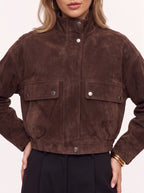 Snapette Oversized Cropped Bomber Jacket – Suede Oversized Cropped Women Casual Autumn Winter Streetwear Bomber Jacket