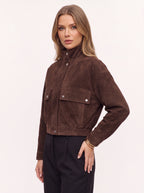 Snapette Oversized Cropped Bomber Jacket – Suede Oversized Cropped Women Casual Autumn Winter Streetwear Bomber Jacket
