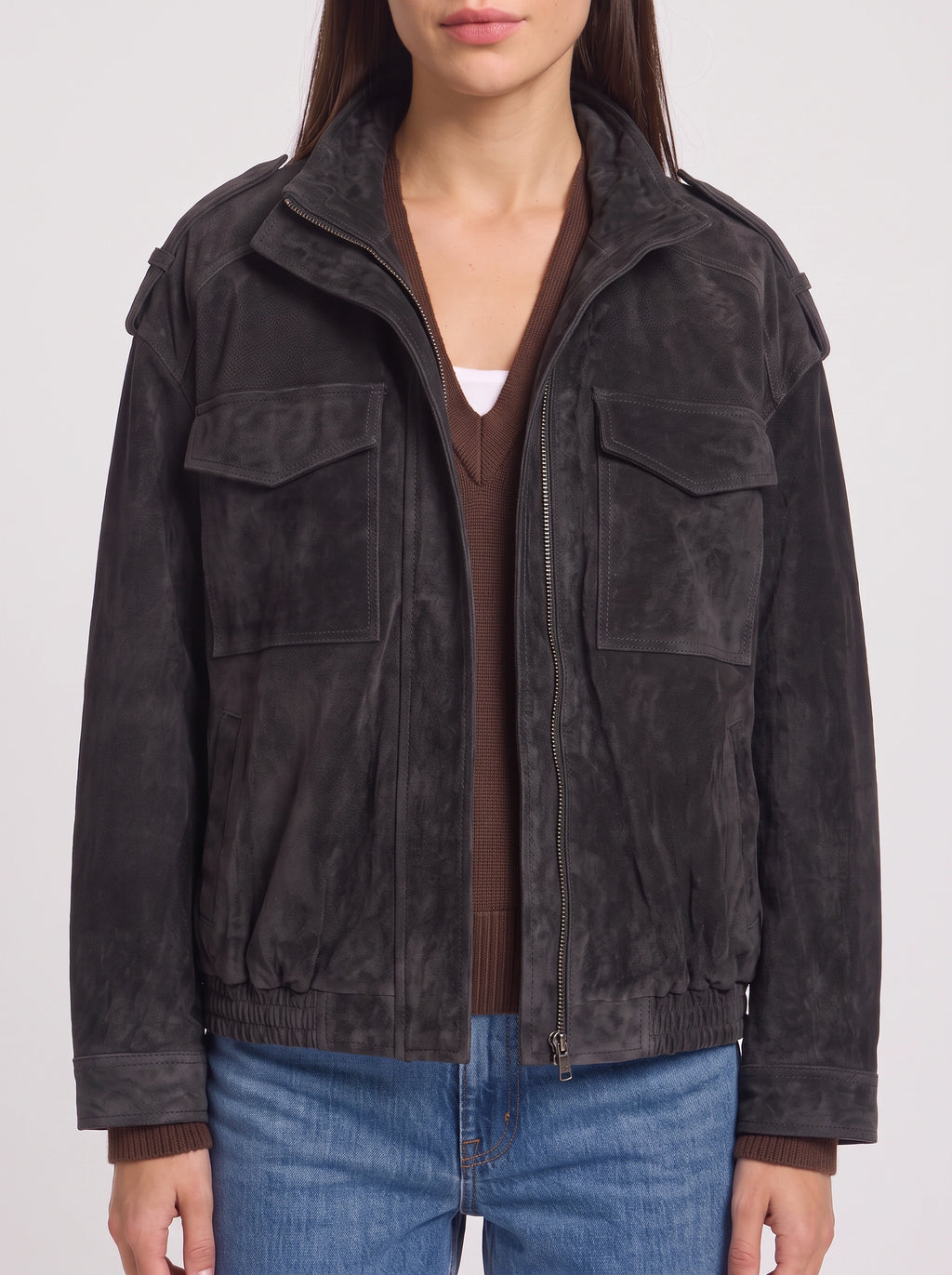 Epuldine Utility Bomber Jacket – Women Oversized Casual Streetwear Military Autumn Workwear Bomber Jacket