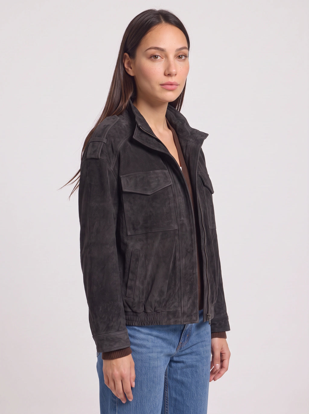 Epuldine Utility Bomber Jacket – Women Oversized Casual Streetwear Military Autumn Workwear Bomber Jacket
