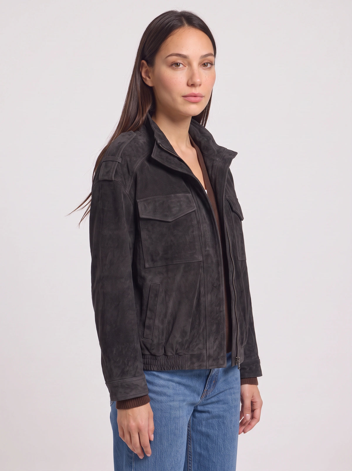 Epuldine Utility Bomber Jacket – Women Oversized Casual Streetwear Military Autumn Workwear Bomber Jacket