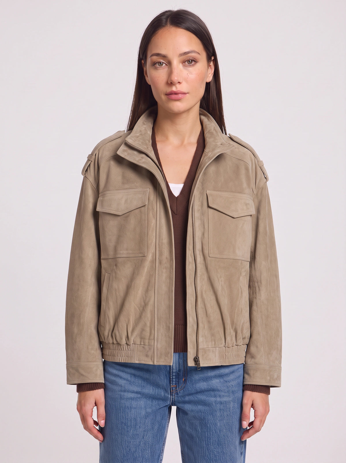 Epuldine Utility Bomber Jacket – Women Oversized Casual Streetwear Military Autumn Workwear Bomber Jacket
