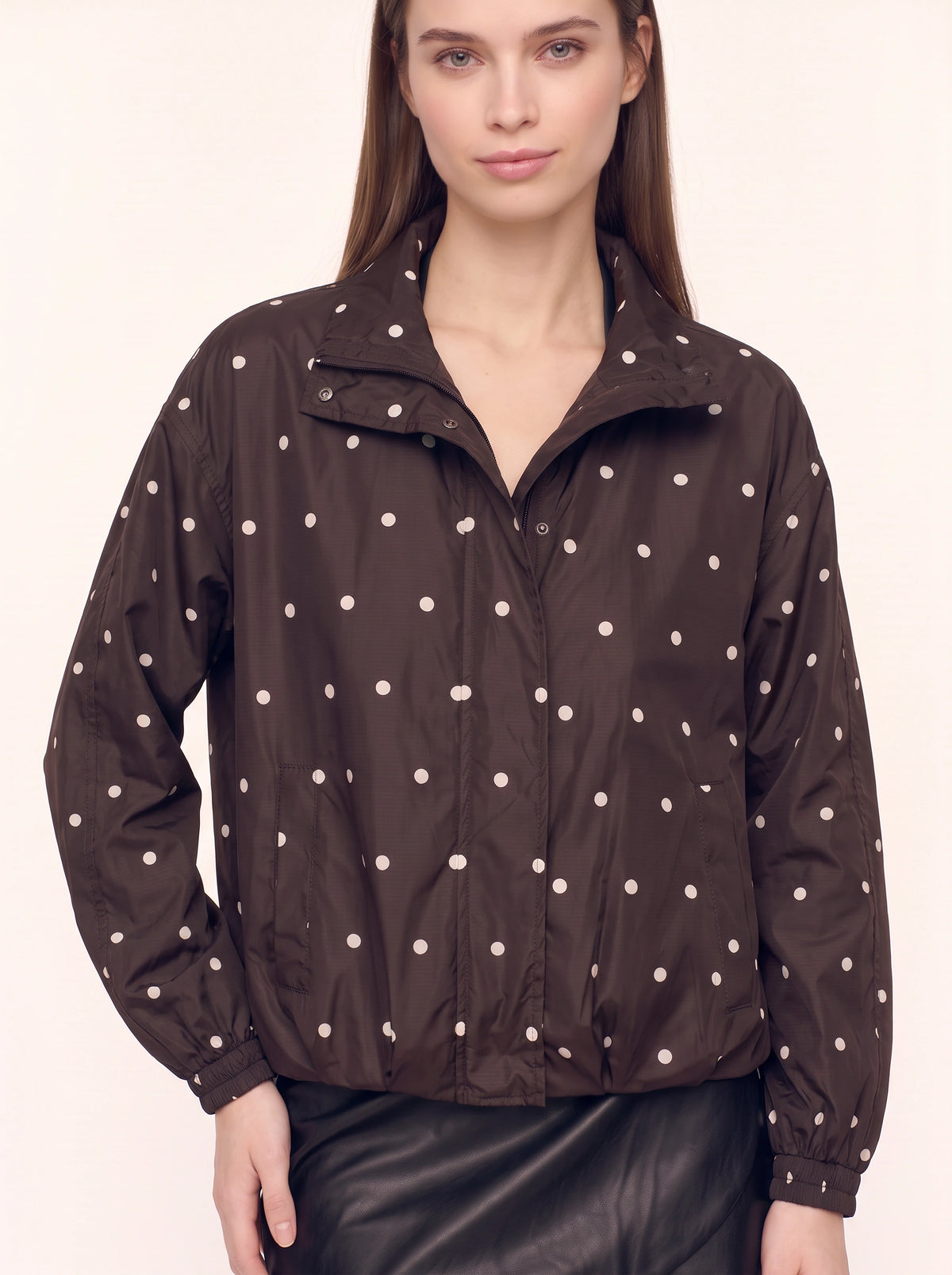 Kufatha Polka Dot Bomber Jacket – Lightweight Windbreaker Women Casual Oversized Zip Front Jacket