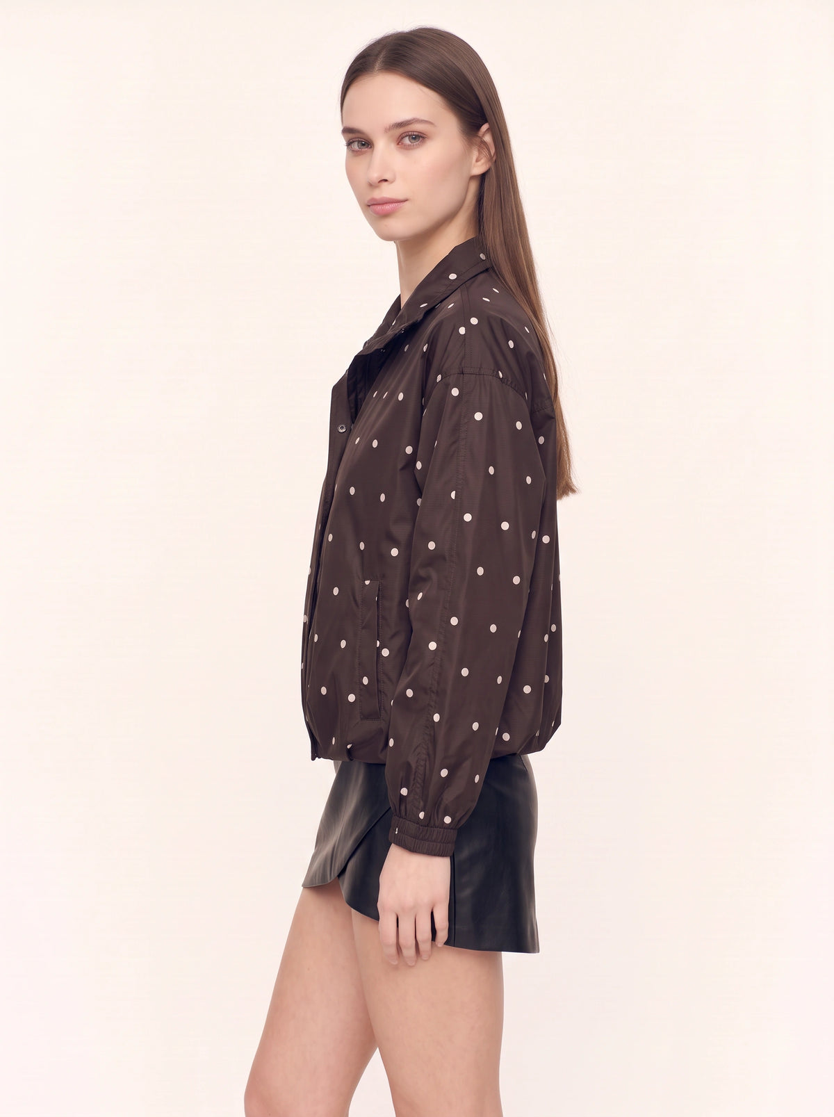 Kufatha Polka Dot Bomber Jacket – Lightweight Windbreaker Women Casual Oversized Zip Front Jacket
