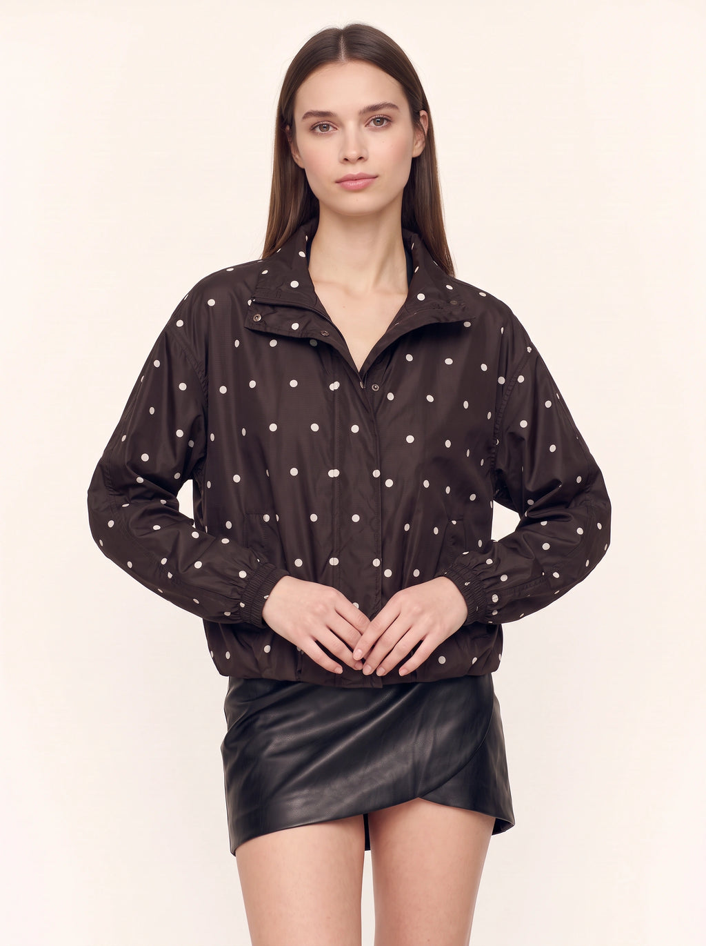 Kufatha Polka Dot Bomber Jacket – Lightweight Windbreaker Women Casual Oversized Zip Front Jacket