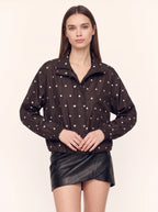 Kufatha Polka Dot Bomber Jacket – Lightweight Windbreaker Women Casual Oversized Zip Front Jacket