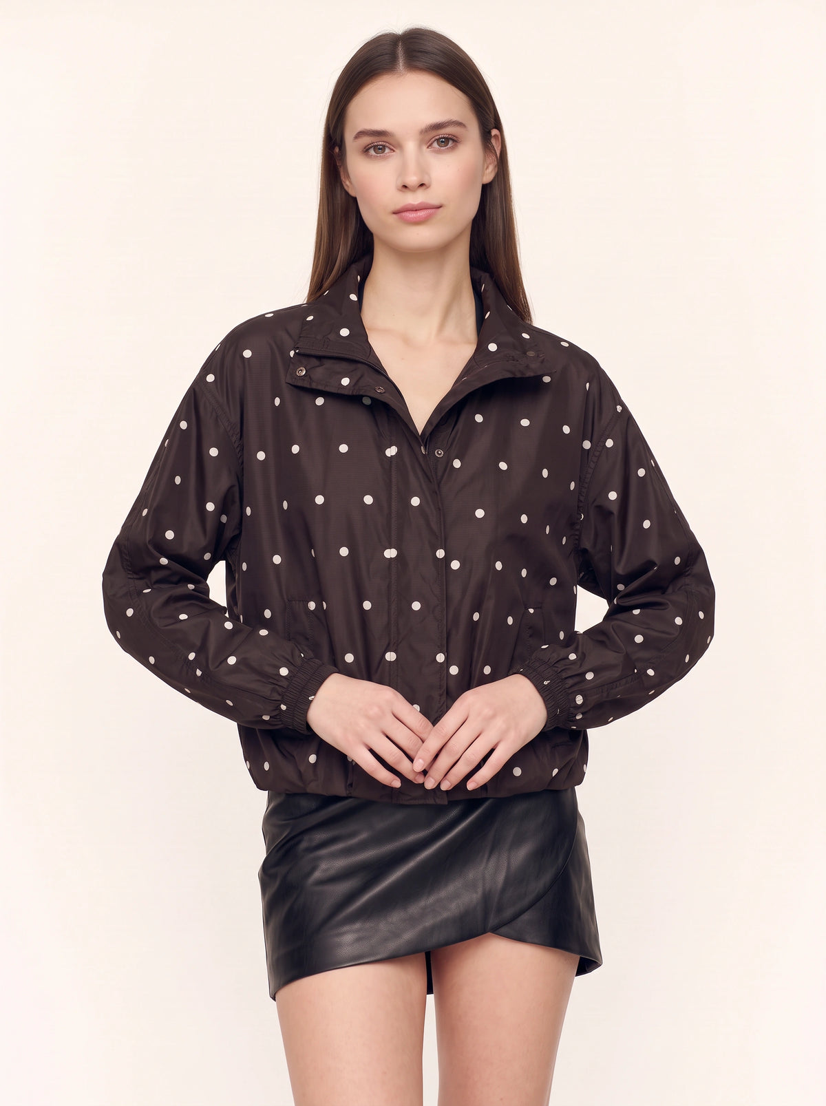 Kufatha Polka Dot Bomber Jacket – Lightweight Windbreaker Women Casual Oversized Zip Front Jacket