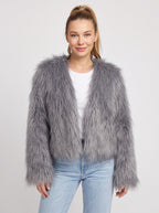Shagtrand Faux Fur Cropped Jacket – Women Fluffy Winter Evening Party Outerwear Cropped Jacket