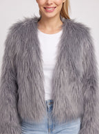 Shagtrand Faux Fur Cropped Jacket – Women Fluffy Winter Evening Party Outerwear Cropped Jacket