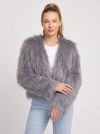 Shagtrand Faux Fur Cropped Jacket – Women Fluffy Winter Evening Party Outerwear Cropped Jacket
