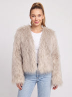 Shagtrand Faux Fur Cropped Jacket – Women Fluffy Winter Evening Party Outerwear Cropped Jacket