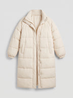 Chefyra Oversized Longline Puffer Coat – Padded Quilted Women Winter Coat Casual Streetwear Longline Jacket