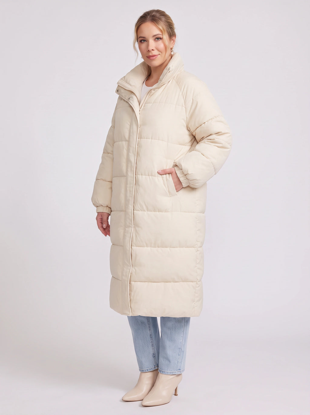 Chefyra Oversized Longline Puffer Coat – Padded Quilted Women Winter Coat Casual Streetwear Longline Jacket