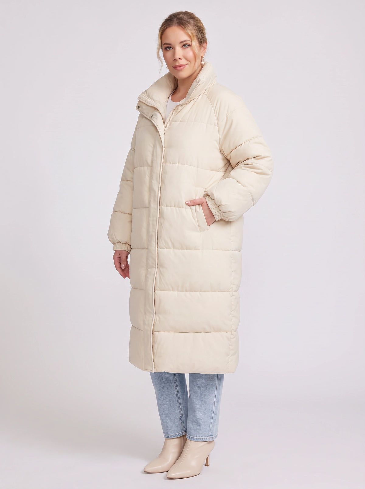 Chefyra Oversized Longline Puffer Coat – Padded Quilted Women Winter Coat Casual Streetwear Longline Jacket