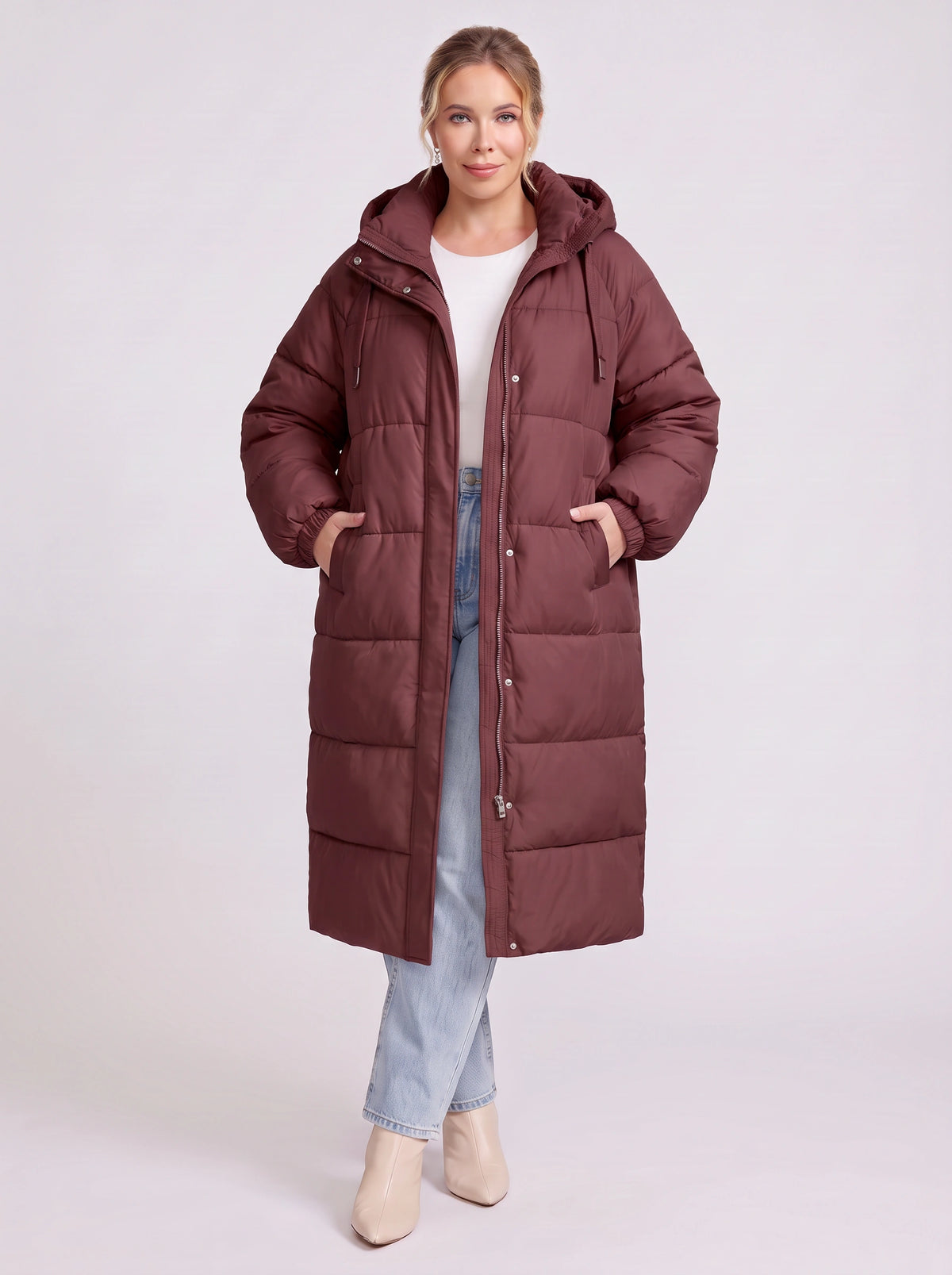 Chefyra Oversized Longline Puffer Coat – Padded Quilted Women Winter Coat Casual Streetwear Longline Jacket
