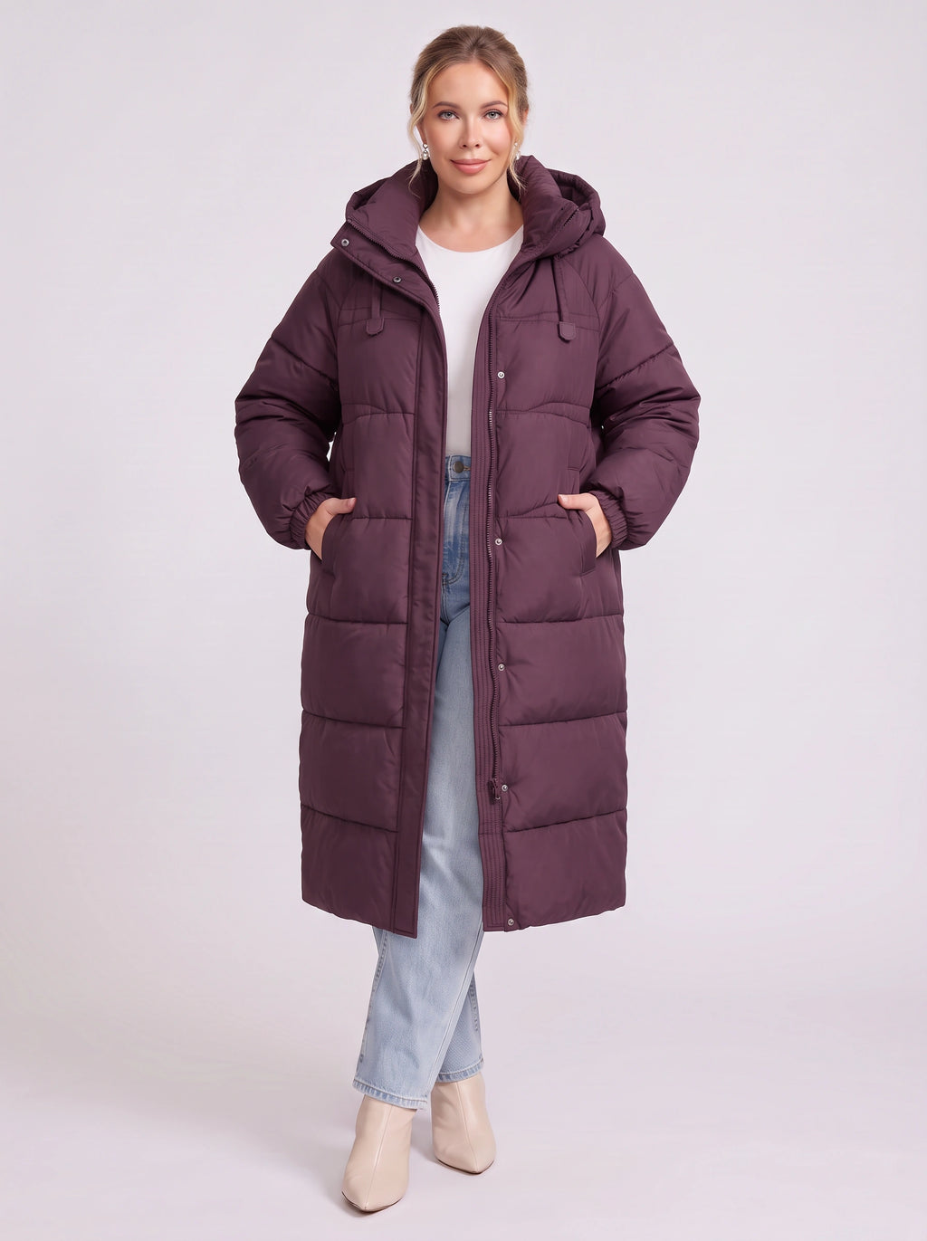 Chefyra Oversized Longline Puffer Coat – Padded Quilted Women Winter Coat Casual Streetwear Longline Jacket