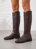 Sloudra Slouchy Knee-High Boots – Leather Flat Riding Women Casual Winter Autumn Knee-High Boots