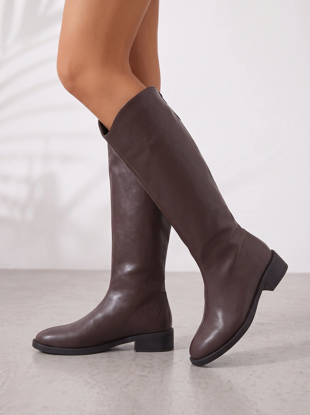 Sloudra Slouchy Knee-High Boots – Leather Flat Riding Women Casual Winter Autumn Knee-High Boots