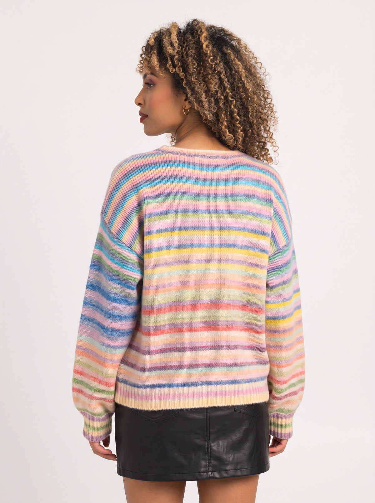 Balouff Striped Oversized Jumper – Women Ribbed Knit Relaxed Fit Crew Neck Autumn Casual Longline Jumper
