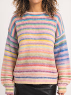 Balouff Striped Oversized Jumper – Women Ribbed Knit Relaxed Fit Crew Neck Autumn Casual Longline Jumper