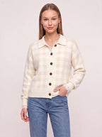 Contréa Striped Collar Cardigan – Ribbed Knit Women Casual Autumn Button Front Office Preppy Cardigan