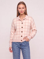 Contréa Striped Collar Cardigan – Ribbed Knit Women Casual Autumn Button Front Office Preppy Cardigan