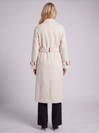Notchelle Belted Longline Trench Coat – Women Waterfall Wrap Front Fall Winter Office Formal Trench Coat