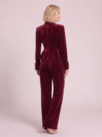 Peplyx Turtleneck Peplum Top Wide-Leg Trousers Co-Ord Set – Velvet Women Formal Evening Party Occasion Two Piece Set