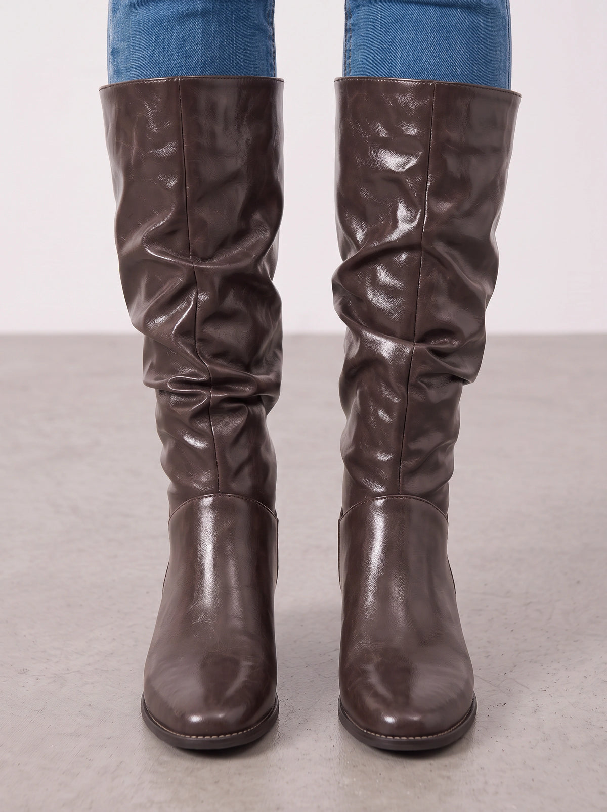 Slunchara Knee High Slouch Boots – Leather Women Casual Autumn Winter Knee High Boots
