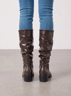 Slunchara Knee High Slouch Boots – Leather Women Casual Autumn Winter Knee High Boots