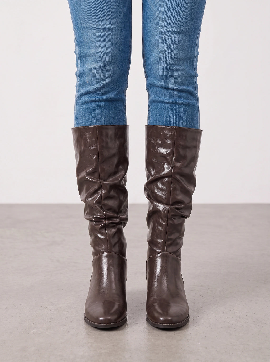 Slunchara Knee High Slouch Boots – Leather Women Casual Autumn Winter Knee High Boots