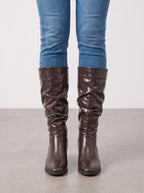 Slunchara Knee High Slouch Boots – Leather Women Casual Autumn Winter Knee High Boots