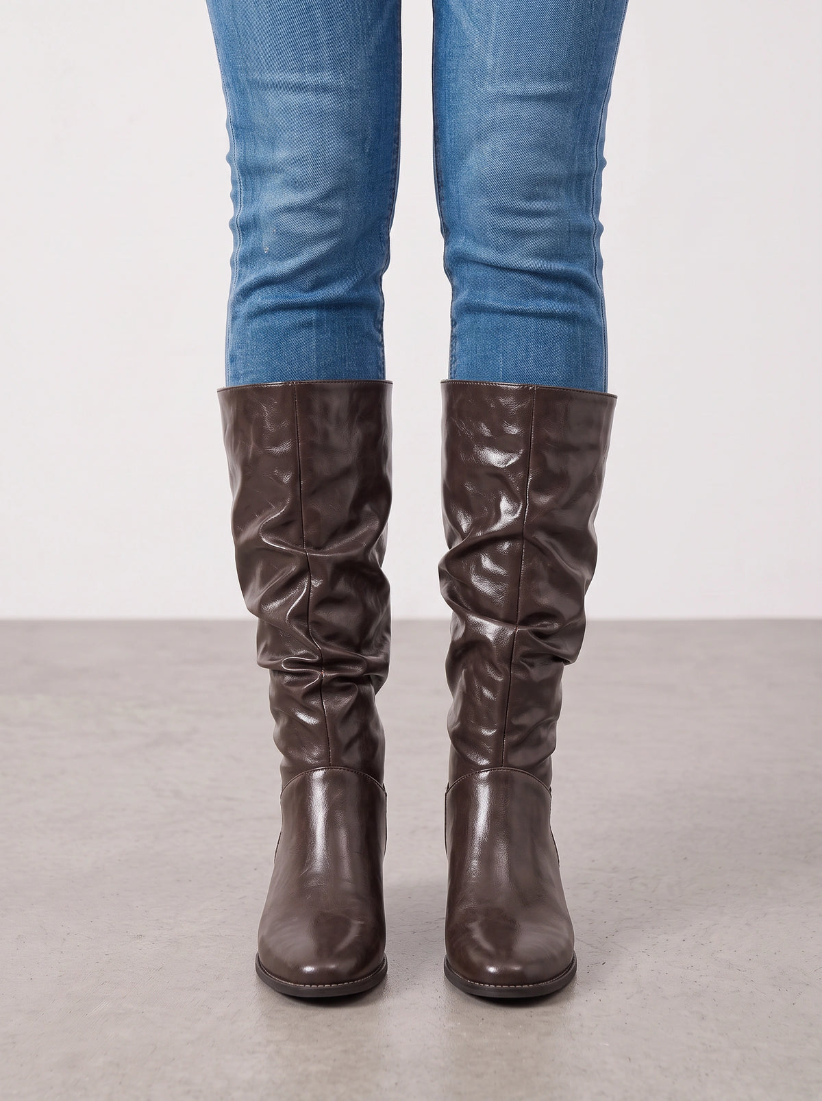 Slunchara Knee High Slouch Boots – Leather Women Casual Autumn Winter Knee High Boots