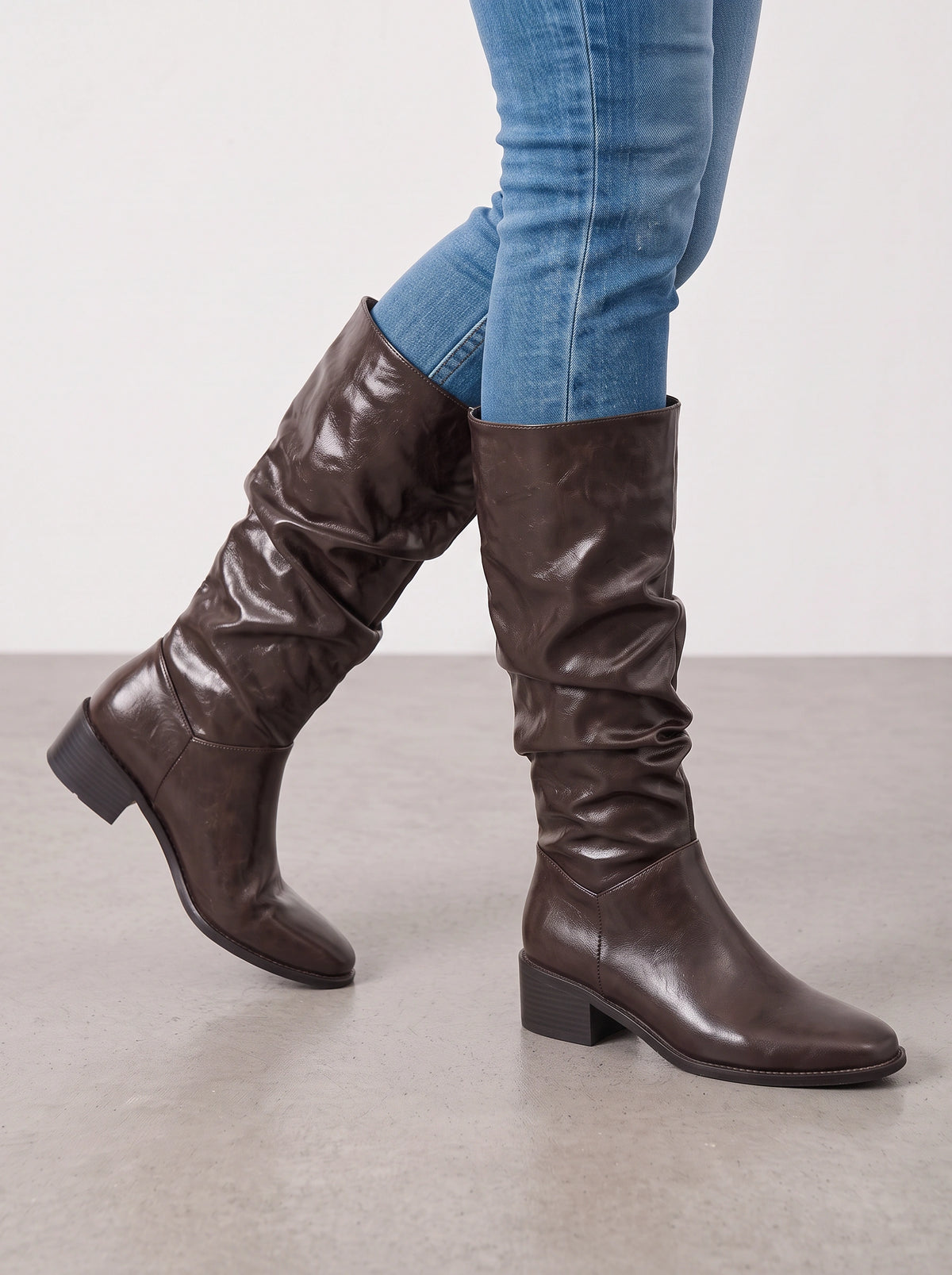 Slunchara Knee High Slouch Boots – Leather Women Casual Autumn Winter Knee High Boots