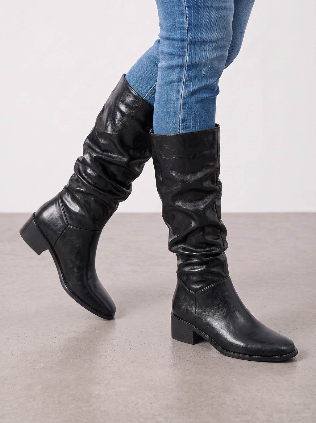 Slunchara Knee High Slouch Boots – Leather Women Casual Autumn Winter Knee High Boots