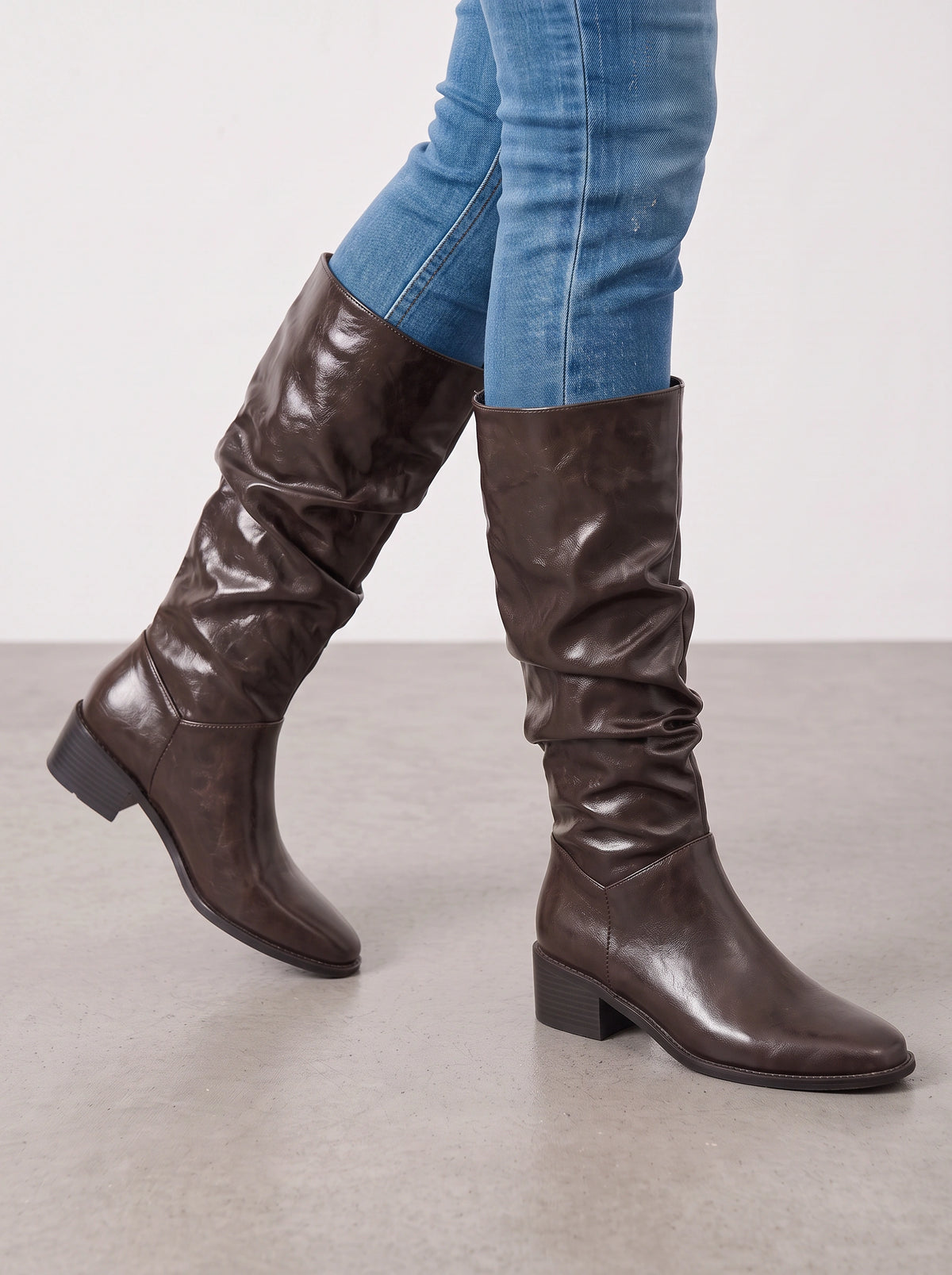 Slunchara Knee High Slouch Boots – Leather Women Casual Autumn Winter Knee High Boots