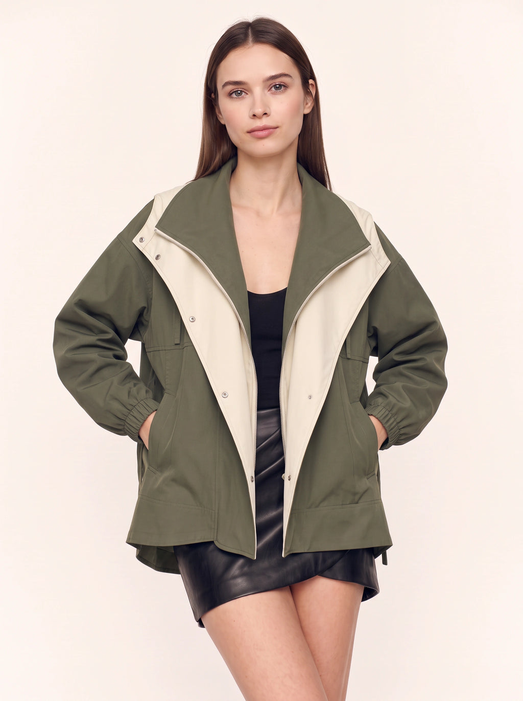 Dublera Double-Layer Windbreaker Jacket – Oversized Women Casual Streetwear Fall Bomber Windbreaker