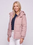 Ribkova Oversized Hooded Puffer Jacket – Padded Quilted Women Casual Winter Outerwear Cropped Bomber Jacket
