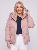 Ribkova Oversized Hooded Puffer Jacket – Padded Quilted Women Casual Winter Outerwear Cropped Bomber Jacket