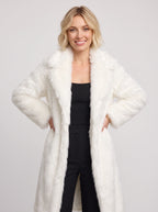 Shawlane Longline Faux Fur Coat – Women Long Fluffy Jacket Winter Evening Party Oversized Outerwear Coat