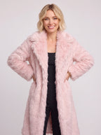 Shawlane Longline Faux Fur Coat – Women Long Fluffy Jacket Winter Evening Party Oversized Outerwear Coat