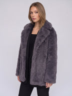 Chevrona Faux Fur Longline Coat – Faux Fur Jacket Women Winter Elegant Evening Party Coat