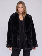 Chevrona Faux Fur Longline Coat – Faux Fur Jacket Women Winter Elegant Evening Party Coat