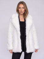 Chevrona Faux Fur Longline Coat – Faux Fur Jacket Women Winter Elegant Evening Party Coat