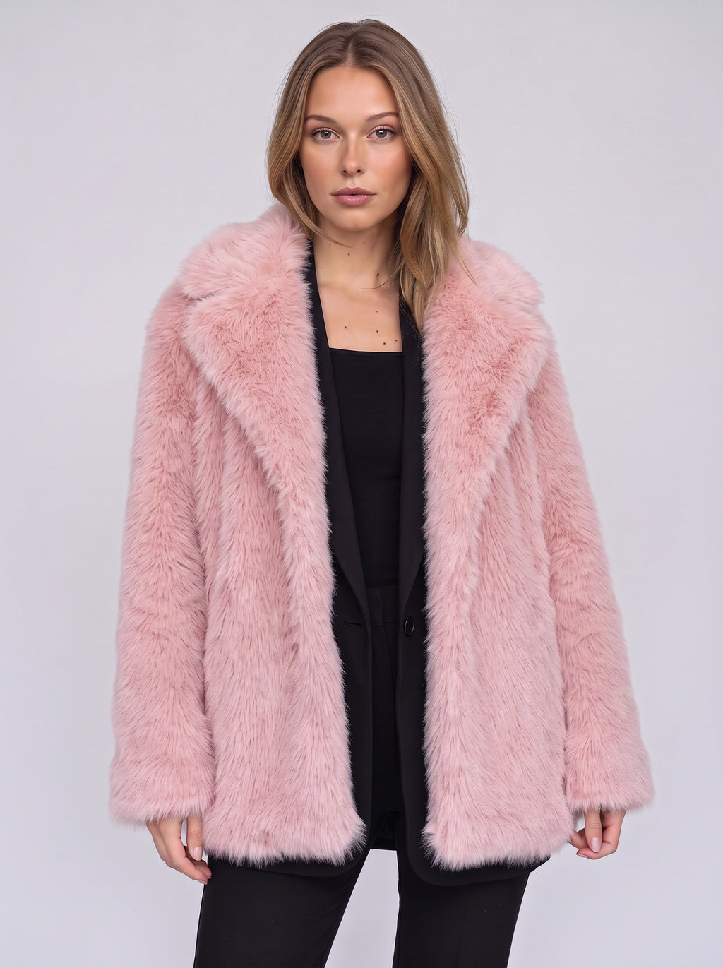 Chevrona Faux Fur Longline Coat – Faux Fur Jacket Women Winter Elegant Evening Party Coat