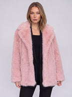 Chevrona Faux Fur Longline Coat – Faux Fur Jacket Women Winter Elegant Evening Party Coat