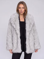 Chevrona Faux Fur Longline Coat – Faux Fur Jacket Women Winter Elegant Evening Party Coat