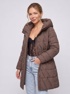 Diaquiln Longline Hooded Puffer Coat – Quilted Padded Women Winter Coat Casual Warm Outerwear