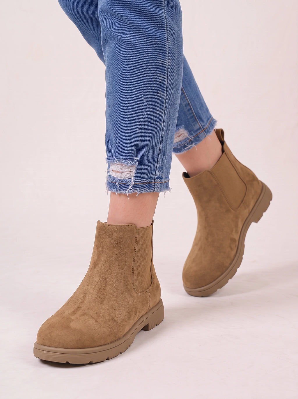 Tredform Suede Chelsea Boots – Women Ankle Boots Casual Autumn Winter Ladies Platform Chelsea Boots