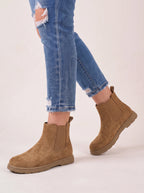 Tredform Suede Chelsea Boots – Women Ankle Boots Casual Autumn Winter Ladies Platform Chelsea Boots